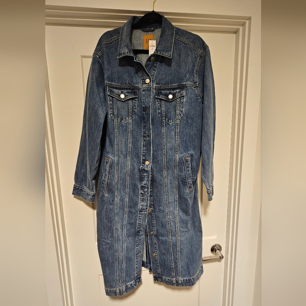 Gap Denim Trench Coat Size medium tall